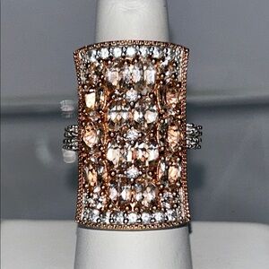 NWOT Chuck Clemency Genuine Morganite Gold Plt 925 Sterling Silver Designer Ring